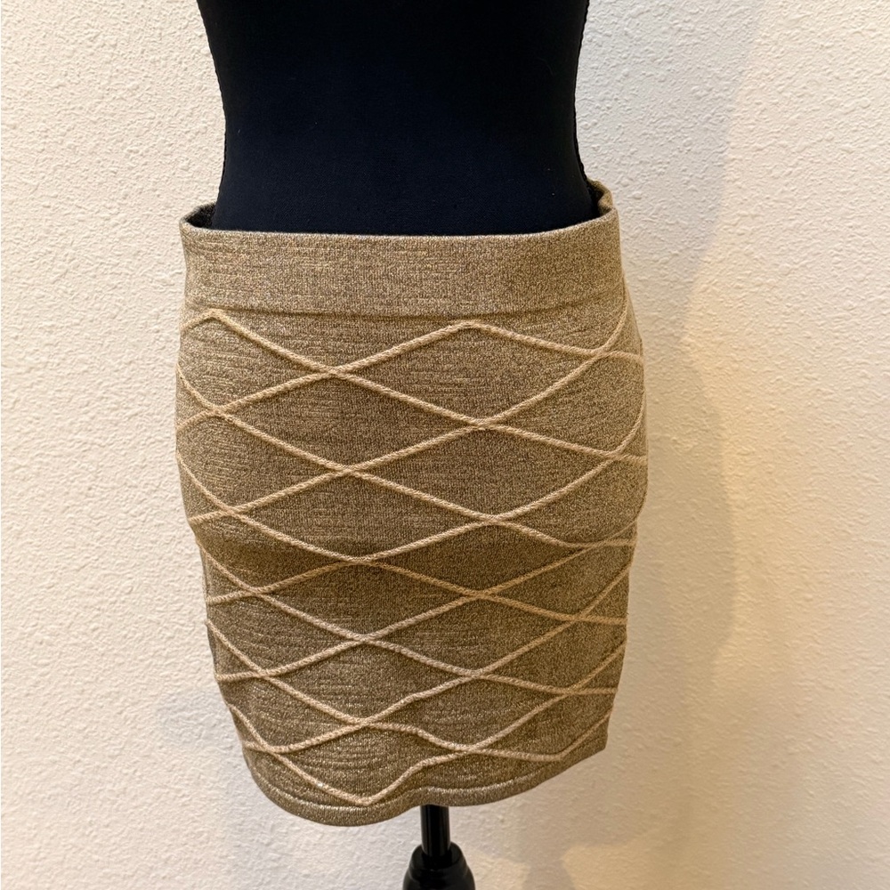 Forever 21 Gold Pencil Skirt with Pattern